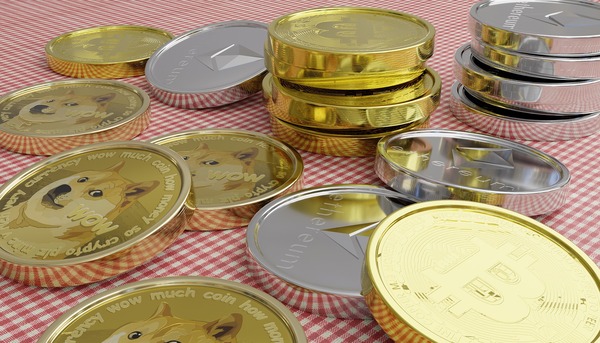 Stack of cryptocurrency coins representing a USDT to BTC exchange